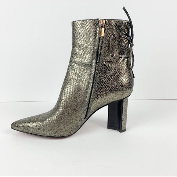 ROBERT CLERGERIE Leather Pointed-Toe Heeled Boots - Picture 4 of 11